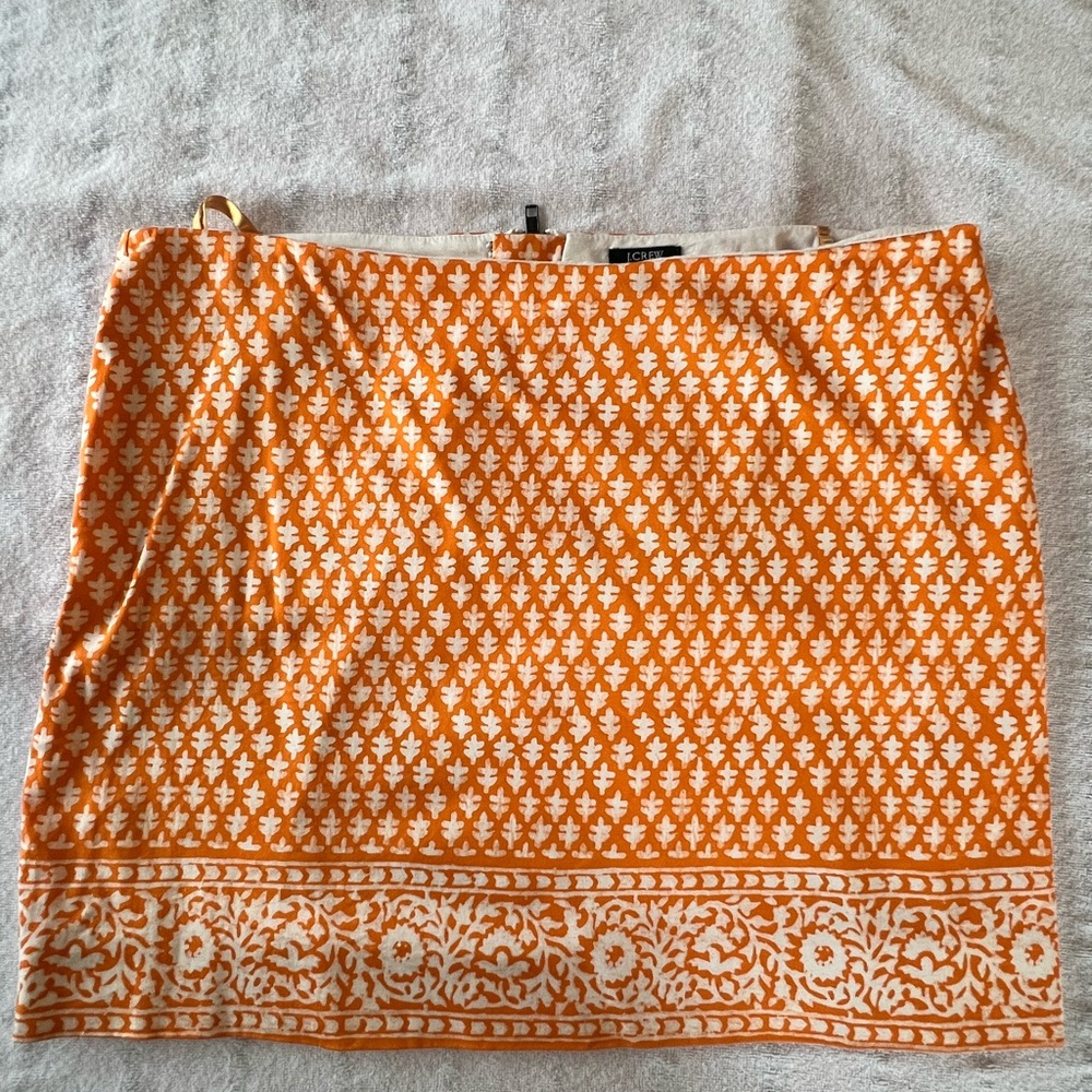 J. Crew Orange and White Bandana Print Mini Skirt